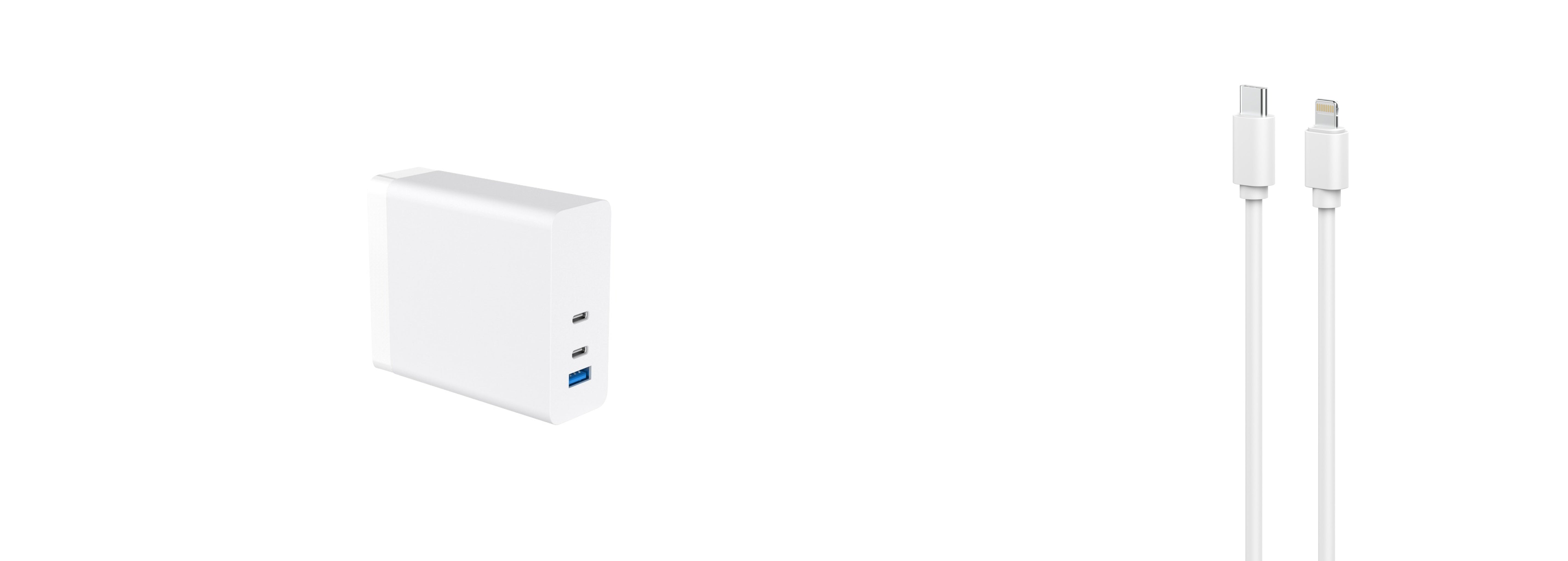 Câble et Prise Murale (USB-C + Lightning) 140w - WTK