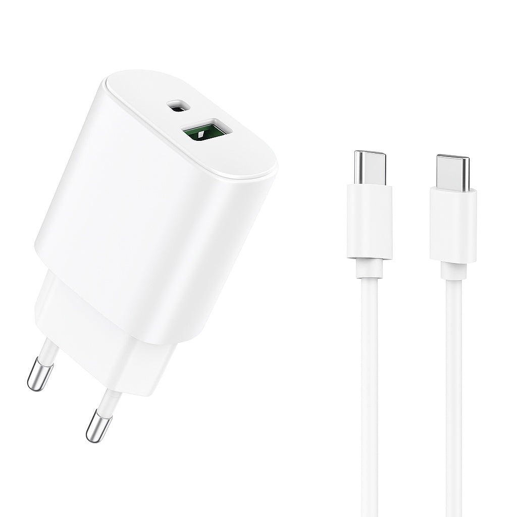 Câble et Prise Murale (USB-C + USB-C) 20W - WTK
