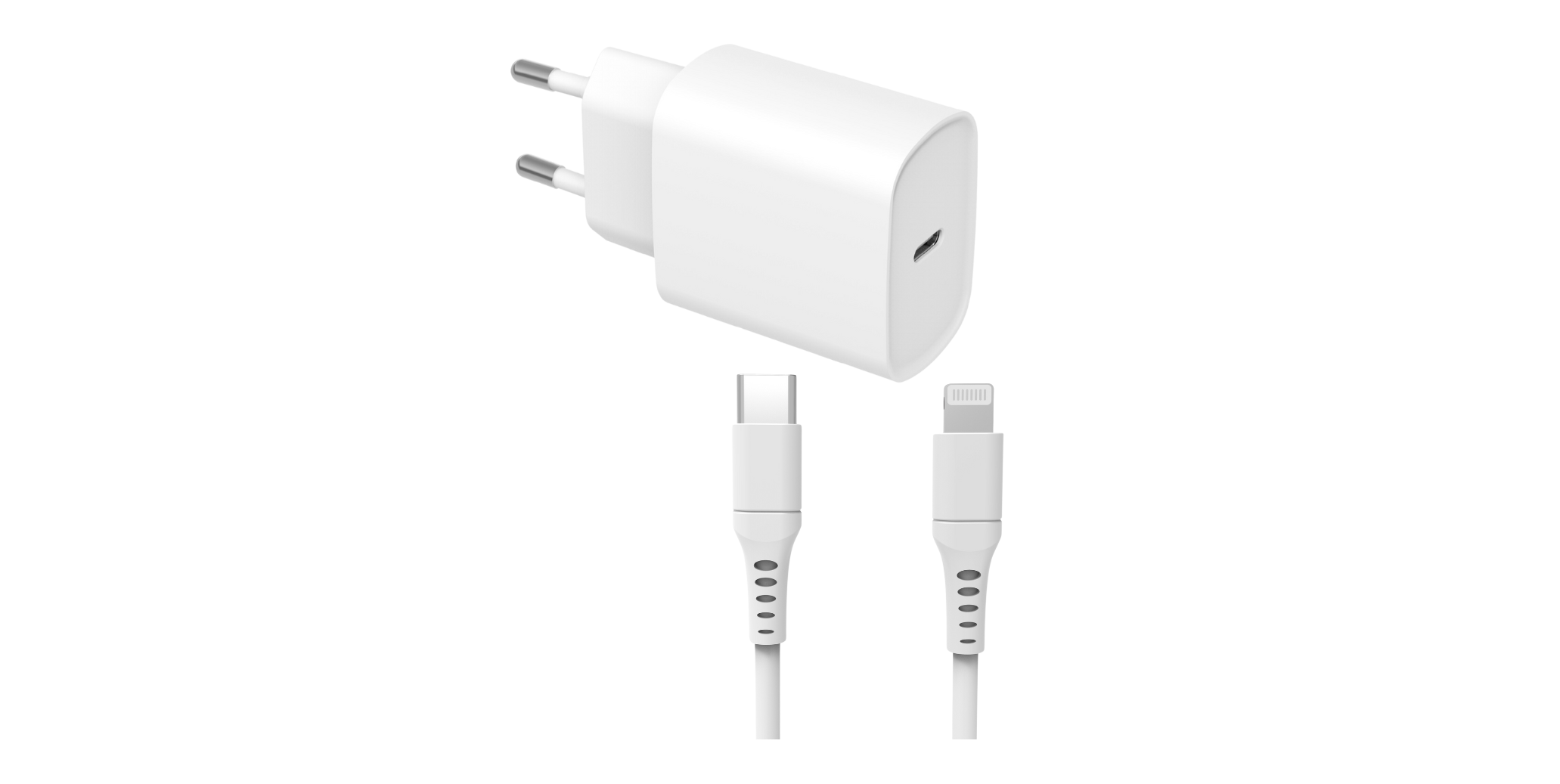 Câble et Prise Murale (USB-C + Lightning) 20W - WTK